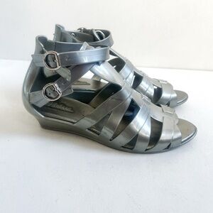 Melissa | Silver Wedge Sandals